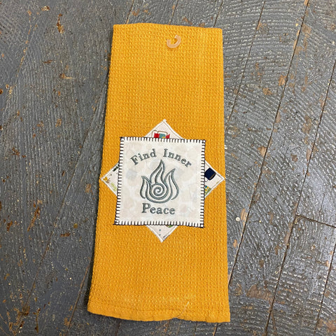 Kitchen Hand Towel Quilt Cloth Find Inner Peace Embroidered Mustard Yellow