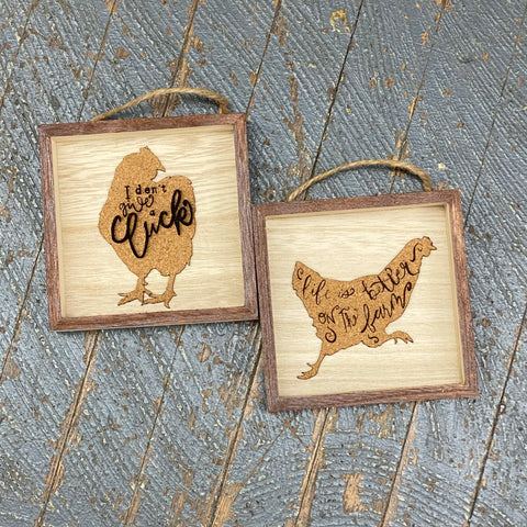 Chicken Rooster Engraved Don't Give Cluck Wood Shadow Box