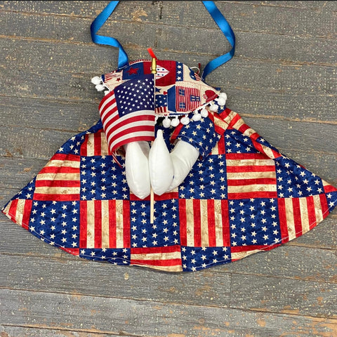 Goose Clothes Complete Holiday Goose Outfit American Tea Stained Flag Star Dress and Hat Costume