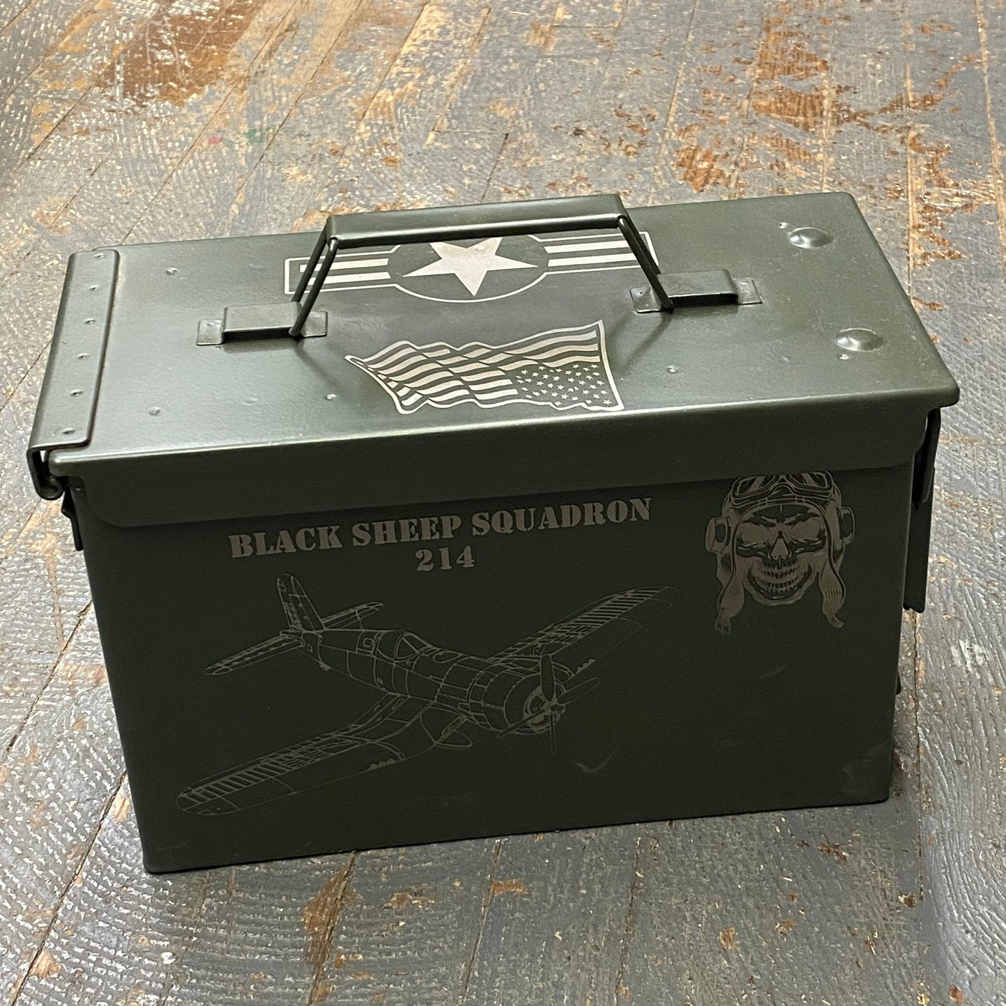 Laser Engraved Metal Military Ammo Can Large Military Plane Squadron