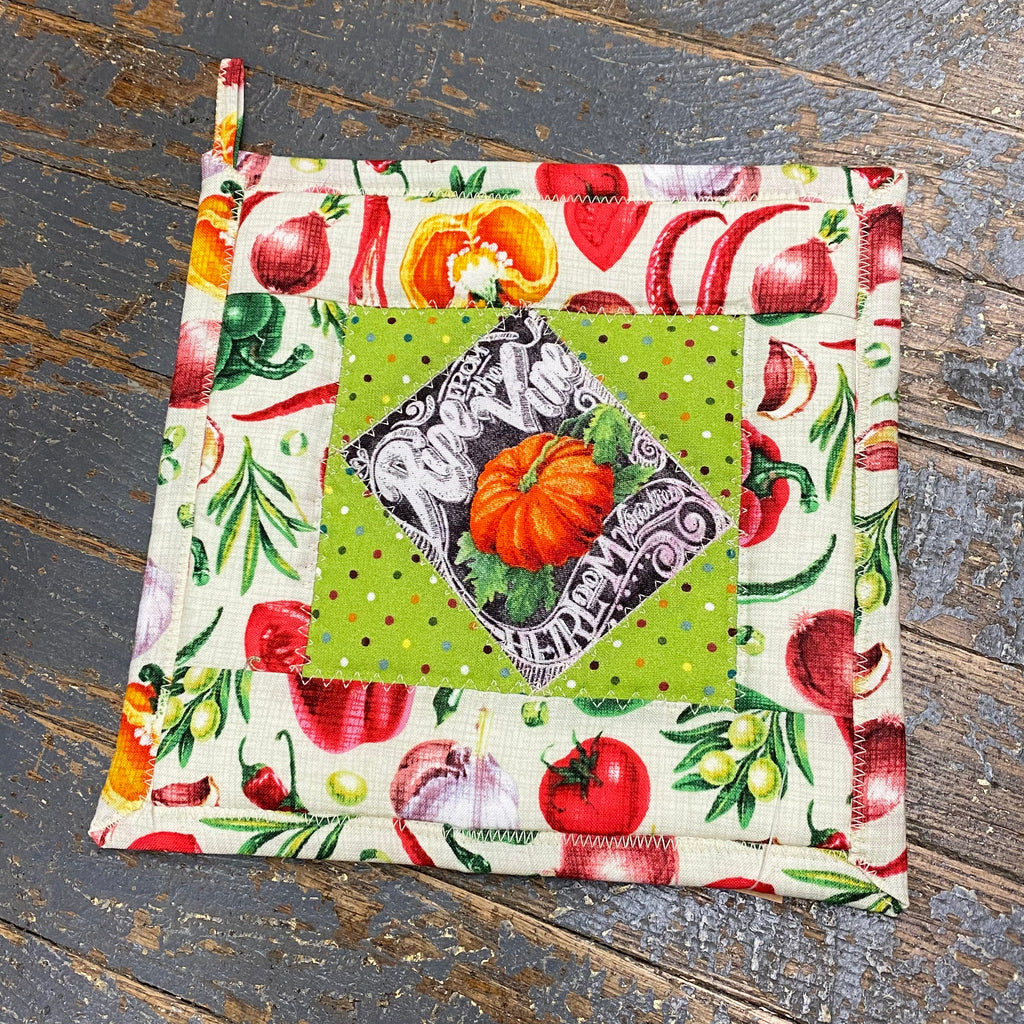 Handmade Quilt Fabric Cloth Hot Cold Pad Holder Embroidered Garden Vegetable Seed Packet Pumpkin