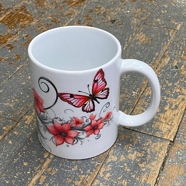Magnolia Flower Butterfly 12oz Beverage Drink Coffee Mug White