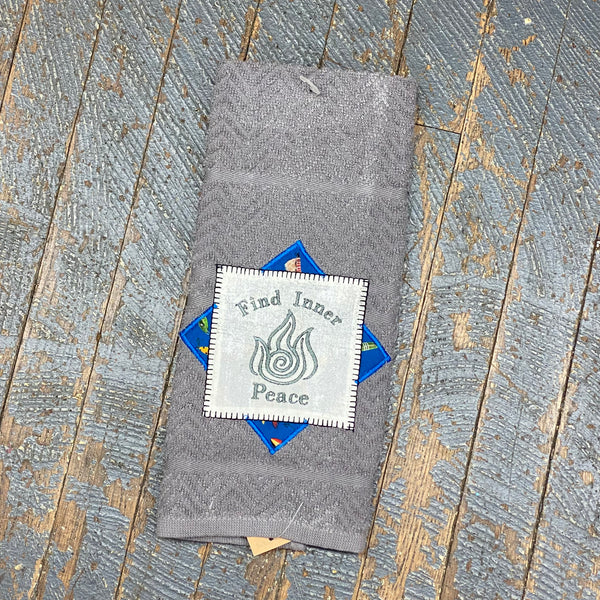 Kitchen Hand Towel Quilt Cloth Find Inner Peace Embroidered Grey