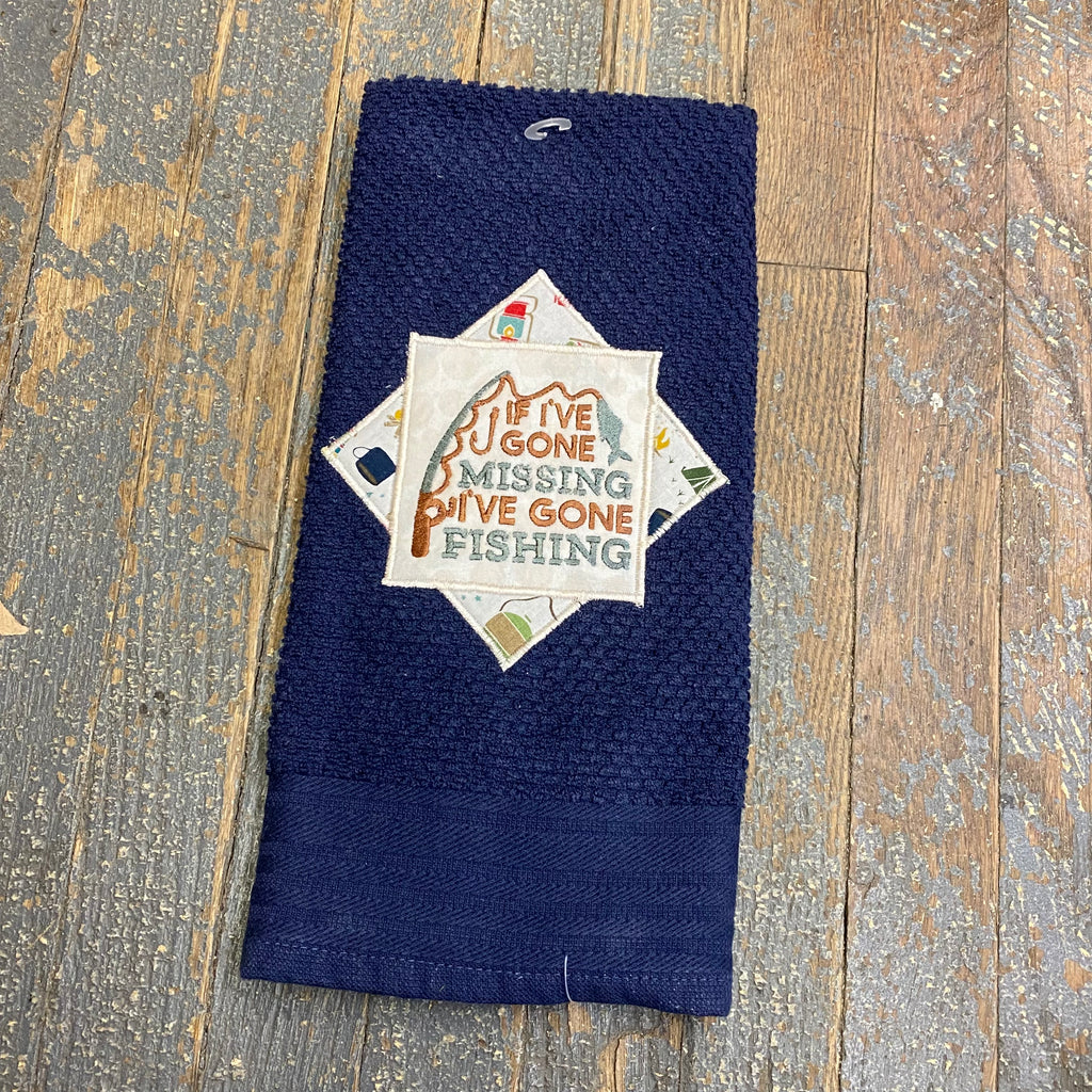 Kitchen Hand Towel Quilt Cloth Gone Missing Fishing Embroidered Navy B –  TheDepot.LakeviewOhio