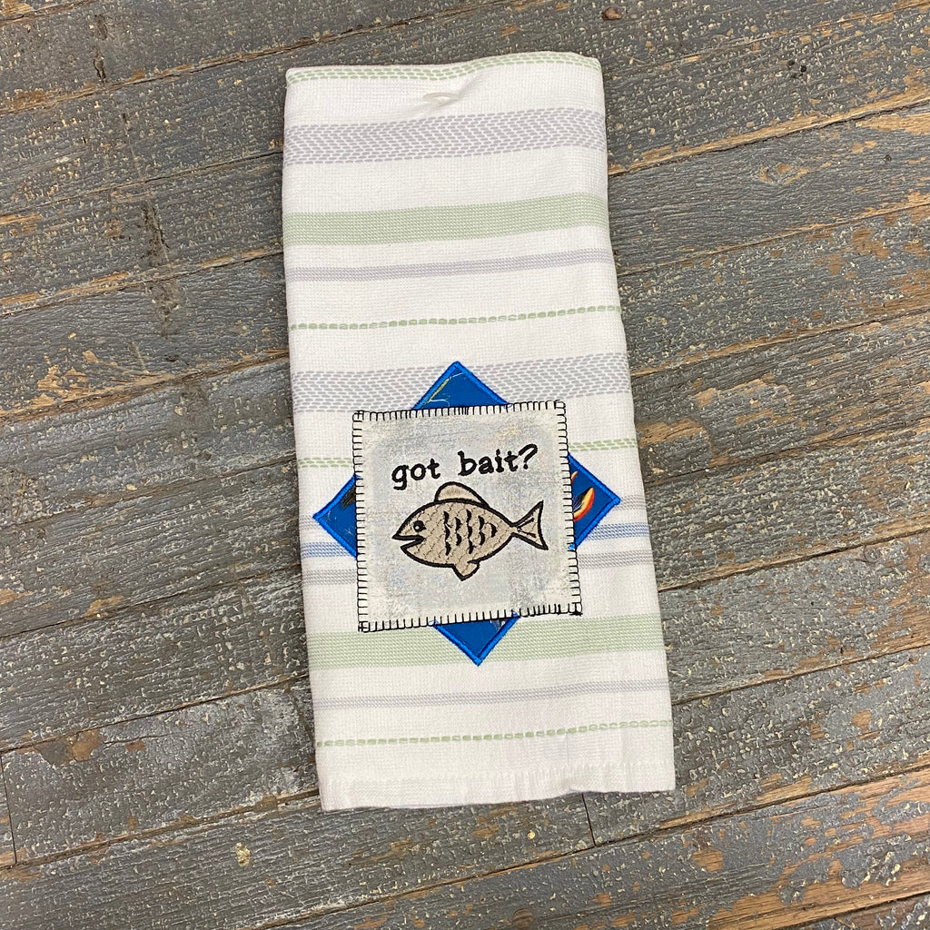 Kitchen Hand Towel Quilt Cloth Find Got Bait Embroidered Green