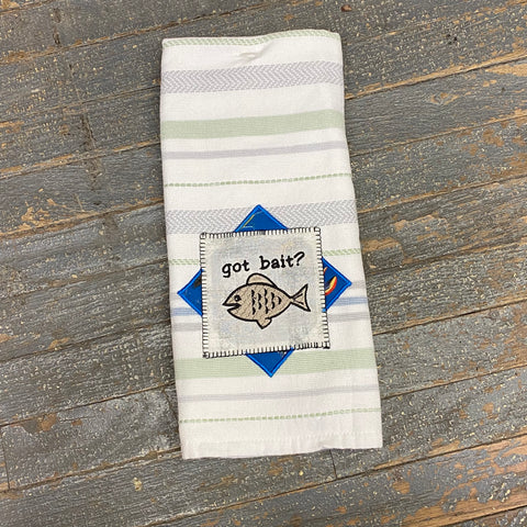 Kitchen Hand Towel Quilt Cloth Find Got Bait Embroidered Green