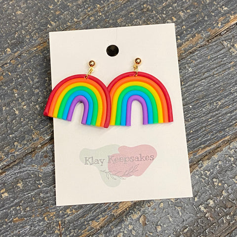 Clay Rainbow Post Dangle Earring Set
