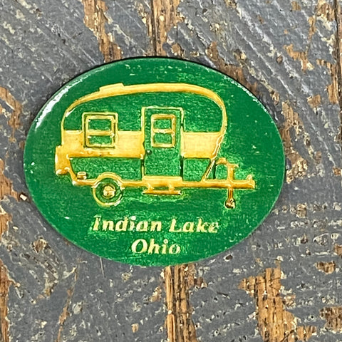 Indian Lake Ohio Camper Green Wood Engraved Magnet
