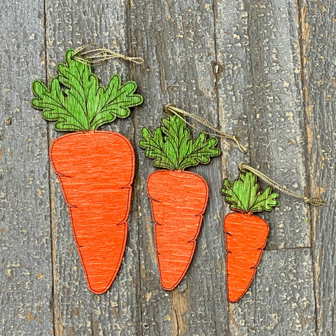 Carrot Set Laser Engraved Wood Ornament