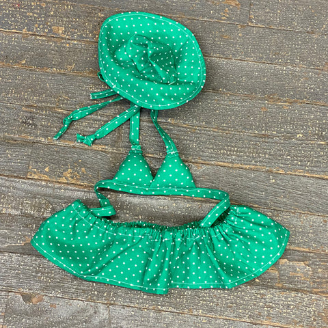 Goose Clothes Complete Holiday Goose Outfit Swimsuit Bikini Green Polk Dot Dress Costume