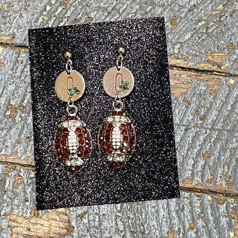 Ohio Football Custom Stamped Dangle Diamond Cut Earrings
