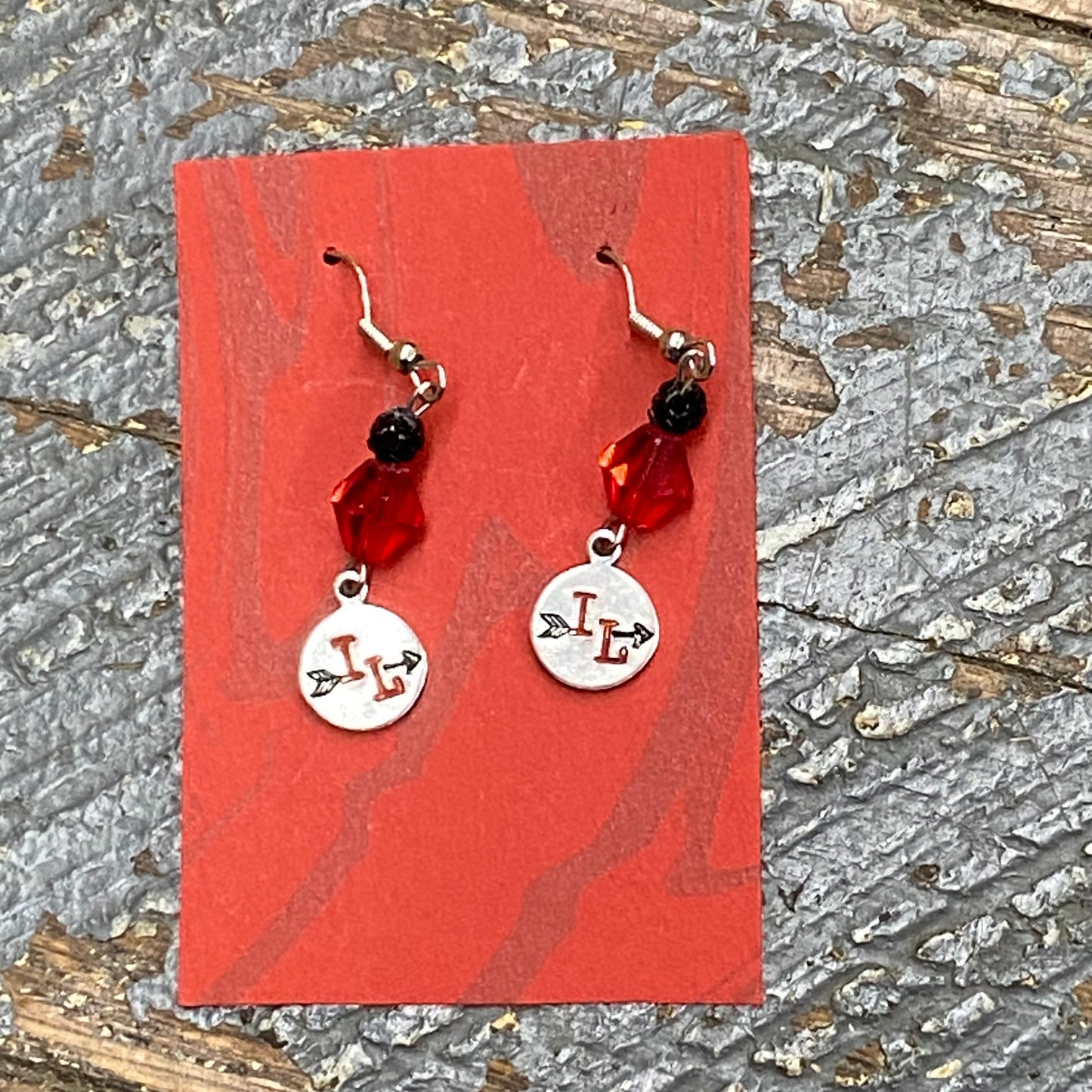 IL Indian Lake Custom Stamped Dangle Earrings