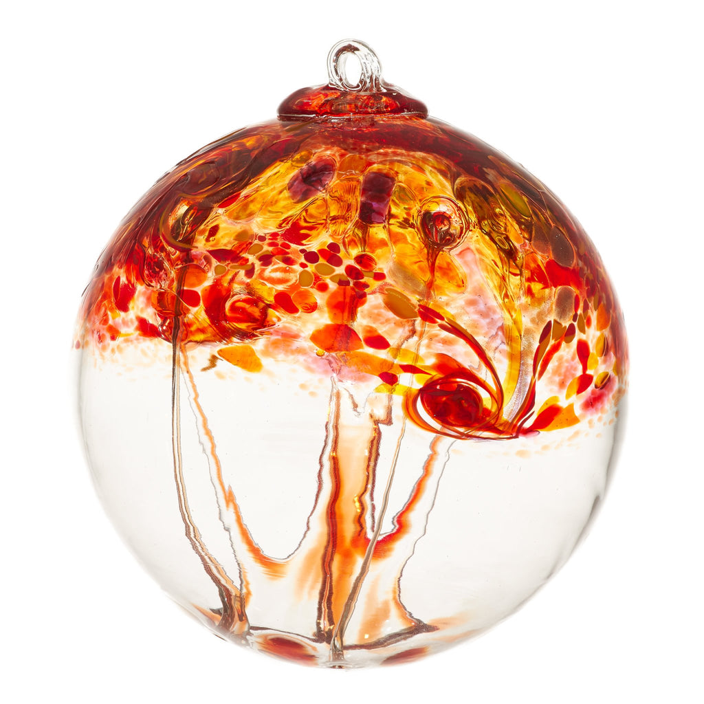Hand Blown Glass Ornament Globe Elements Collection Fire Orb Ball by Kitras Art Glass