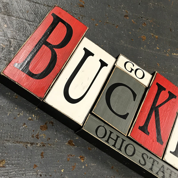 Wood Word Block Set Football College Ohio State Buckeyes