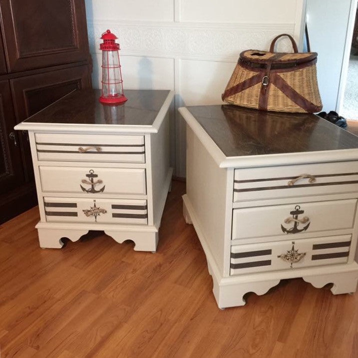 Hand Painted Nautical Wooden Side Lamp End Table Dressers