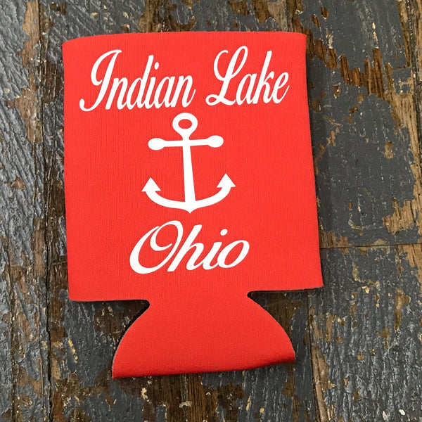 Standard Can Hugger Coozie Holder Indian Lake Ohio Anchor Tangerine