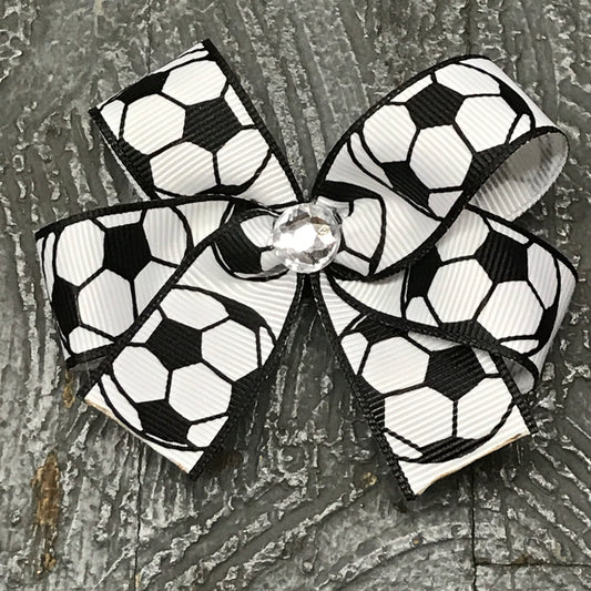Hair Clip Ribbon Headband Bow Sports Soccer