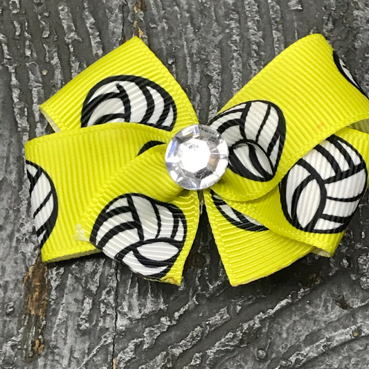 Hair Clip Ribbon Headband Bow Sports Volleyball Yellow