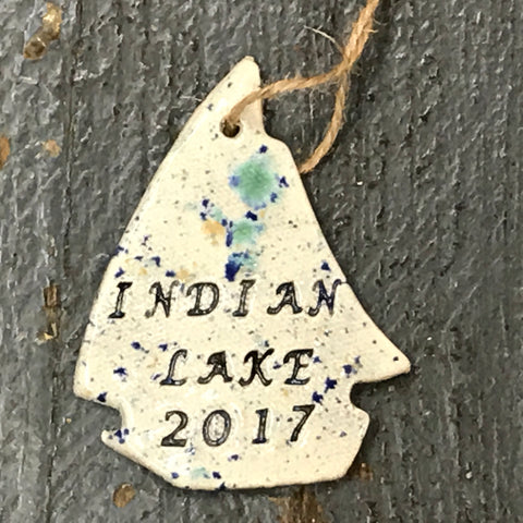 Indian Lake Sailboat Ornament