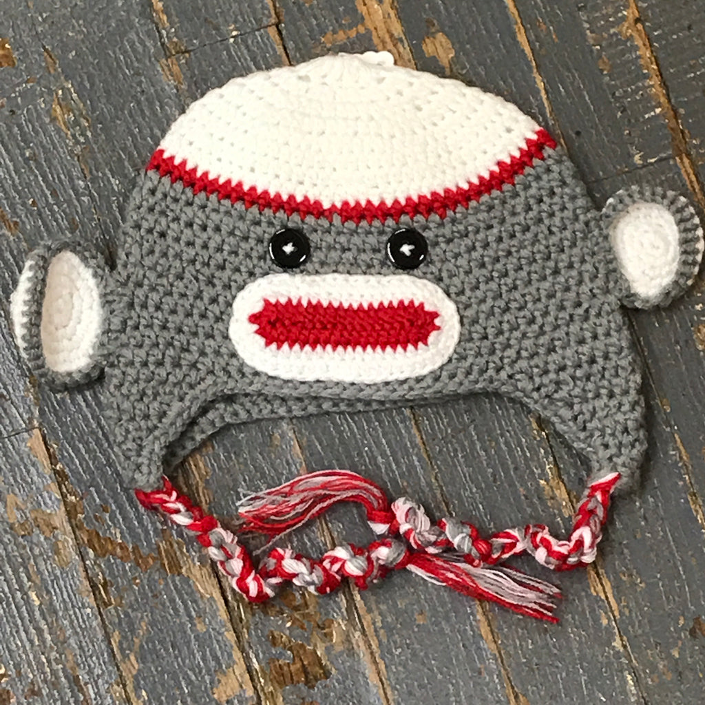 Crocheted Youth Toddler Child Winter Hat Sock Monkey