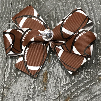 Hair Clip Ribbon Headband Bow Sports Team Football  