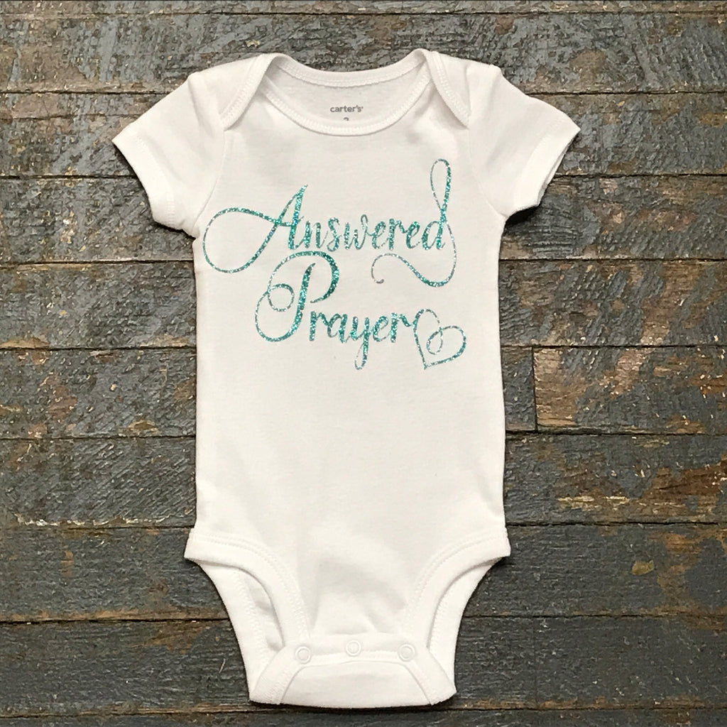 Answered Prayer Glitter Personalized Onesie Bodysuit One Piece Newborn Infant Toddler Outfit