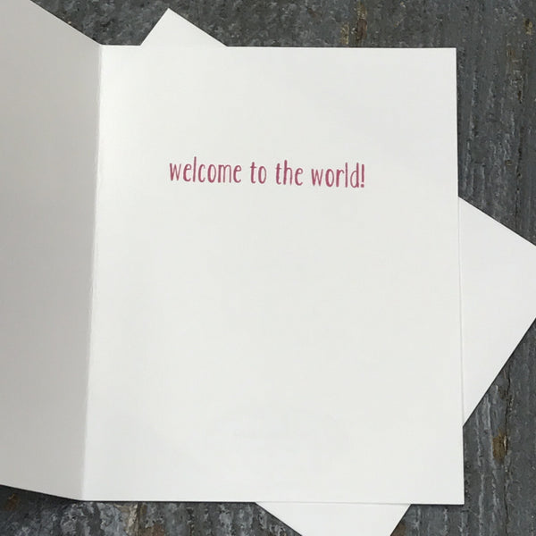 Hello Baby Arrival Pink Girl Handmade Stampin Up Greeting Card with Envelope Inside