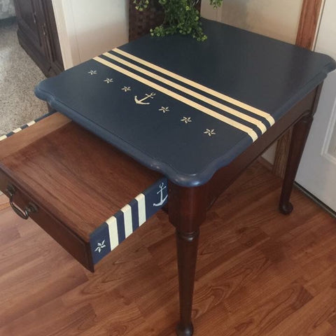 Hand Painted Nautical Wooden Cherry Side Lamp End Table Desk