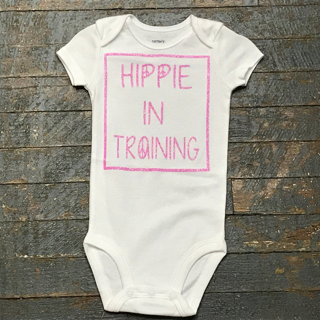 Hippie In Training Glitter Personalized Onesie Bodysuit One Piece Newborn Infant Toddler Outfit