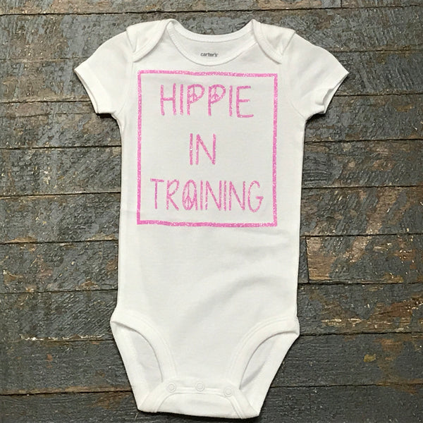 Hippie In Training Glitter Personalized Onesie Bodysuit One Piece Newborn Infant Toddler Outfit