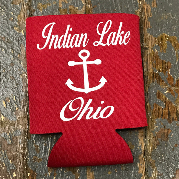 Standard Can Hugger Coozie Holder Indian Lake Ohio Anchor Red