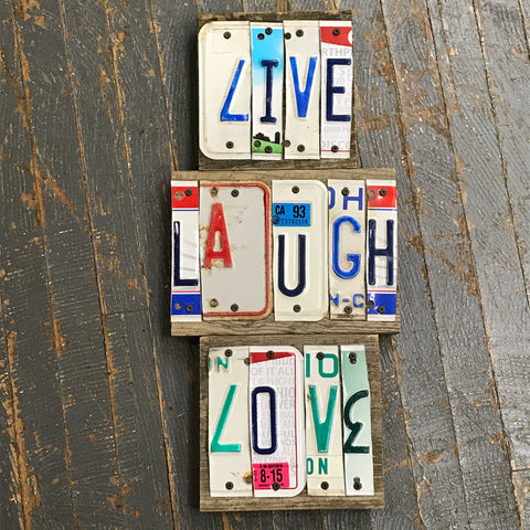 Live Laugh Love License Plate Block Word Art