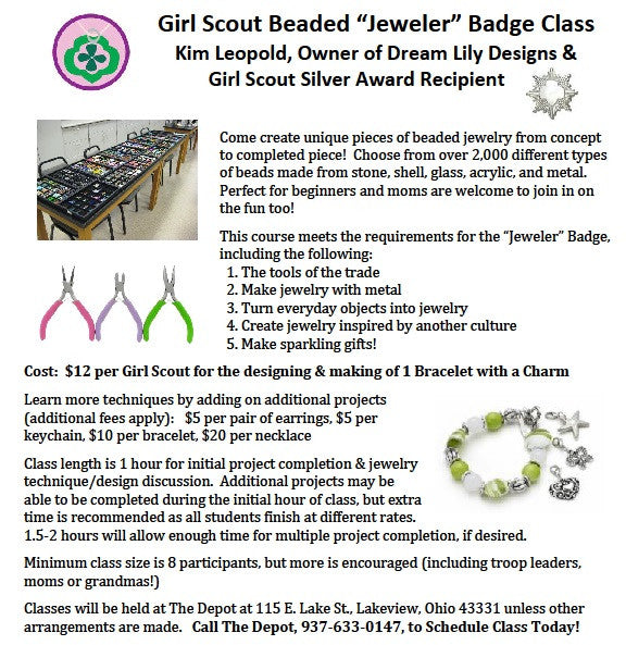 Girl Scout Beaded Jewelry Making at The Depot