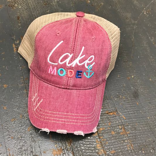 Lake Mode Hat Burgundy Embroidered Ball Cap