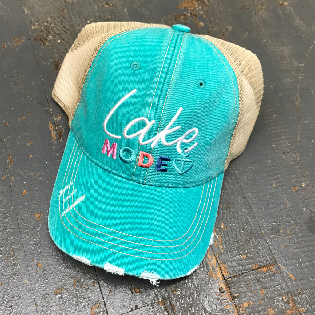 Lake Mode Hat Aqua Teal Embroidered Ball Cap