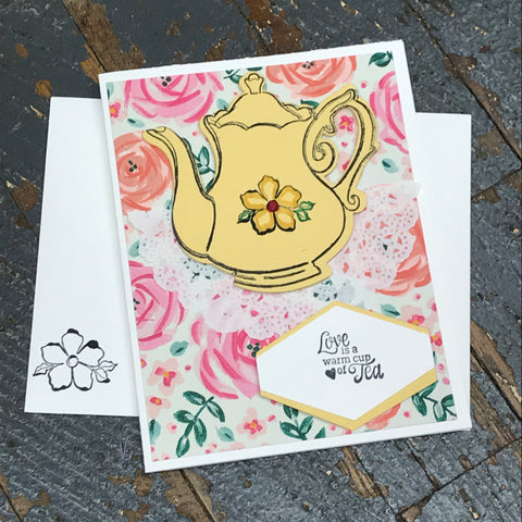 Love is a Warm Cup of Tea Handmade Stampin Up Greeting Card with Envelope