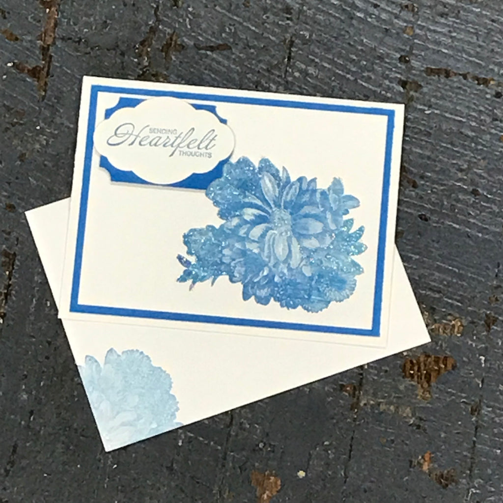 Heartfelt Thoughts Blue Handmade Stampin Up Greeting Card with Envelope