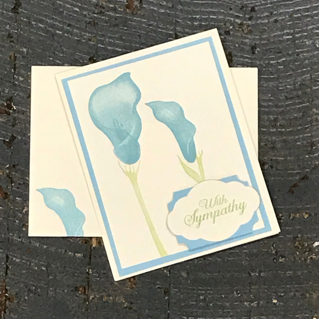 With Sympathy Blue Flower Handmade Stampin Up Greeting Card with Envelope