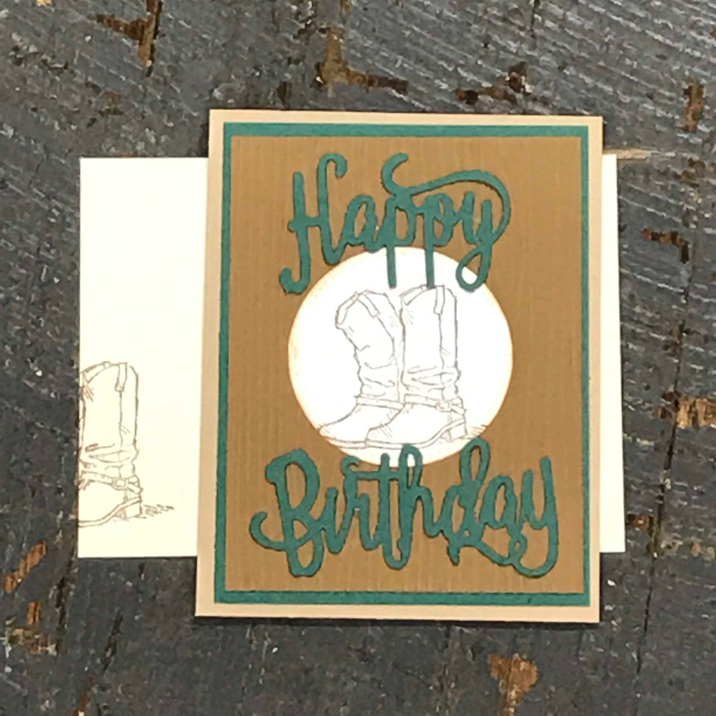 Happy Birthday Boots Handmade Stampin Up Greeting Card with Envelope