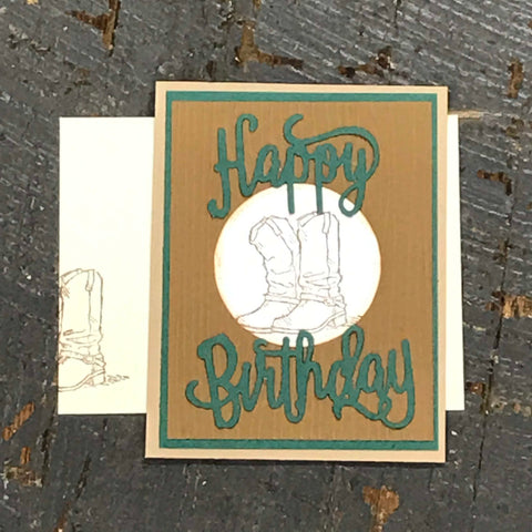 Happy Birthday Boots Handmade Stampin Up Greeting Card with Envelope