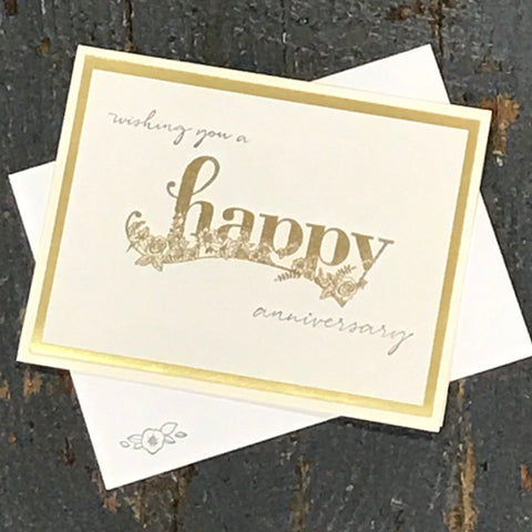 Happy Anniversary Gold Handmade Stampin Up Greeting Card with Envelope