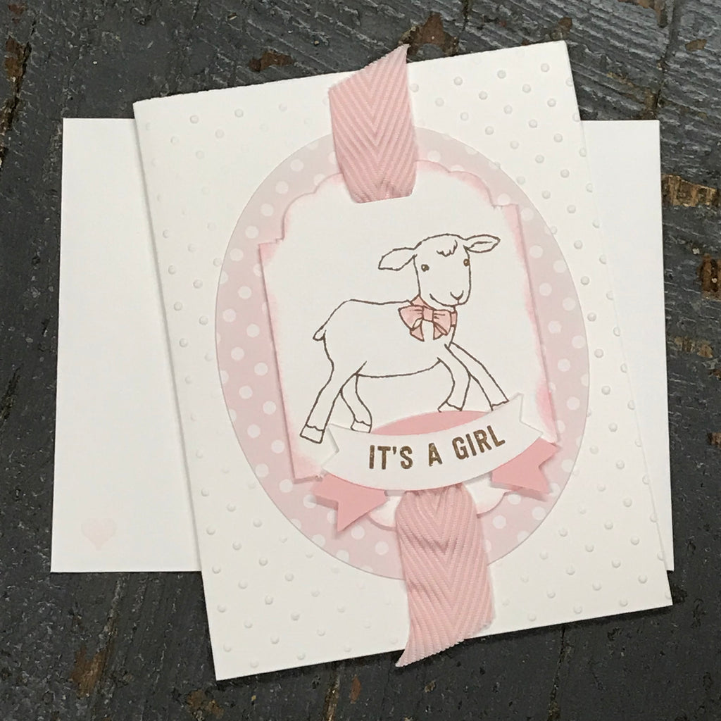 It's a Girl Baby Handmade Stampin Up Greeting Card with Envelope