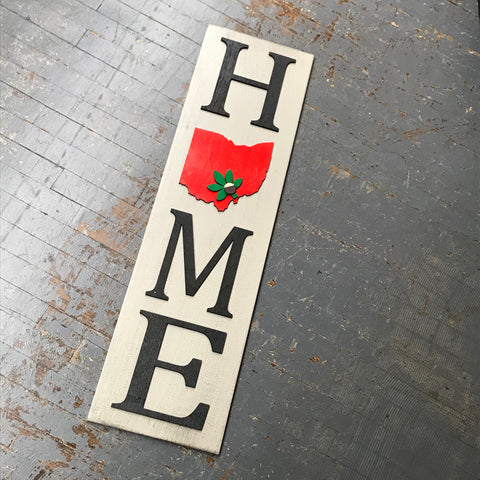 Ohio Buckeye State Dimensional Wooden Sign Farmhouse Rustic HOME Vertical