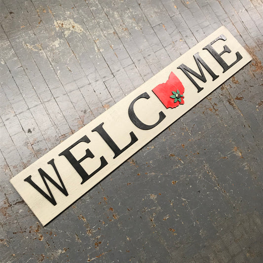 Ohio Buckeye State Dimensional Wooden Sign Farmhouse Rustic WELCOME Horizontal