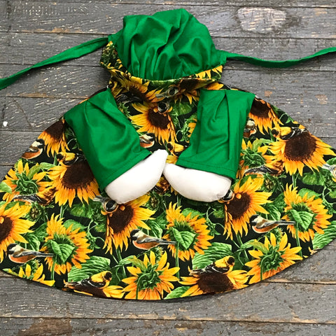 Goose Clothes Complete Holiday Goose Outfit Green Floral Sunflower Dress and Hat