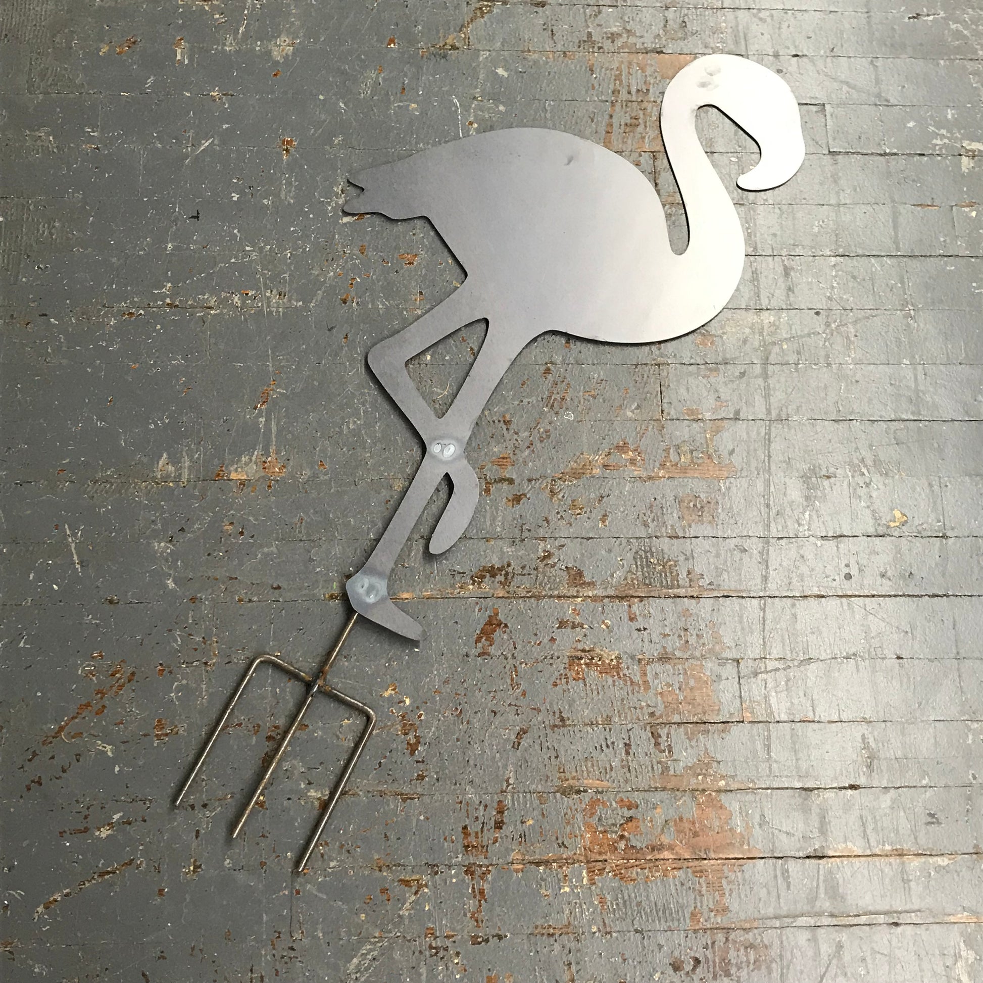 Flamingo Bird Metal Yard Stake Sign