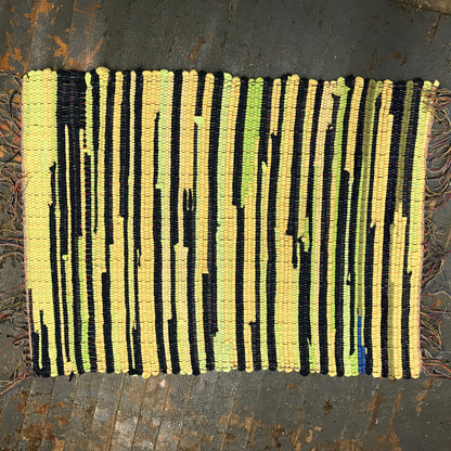 #49 Green Yellow Blue Rag Weaved Table Runner Rug by Dennis