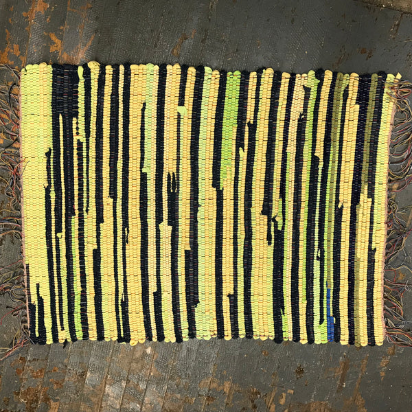 #49 Green Yellow Blue Rag Weaved Table Runner Rug by Dennis