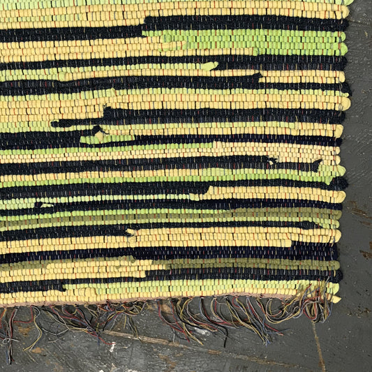 #49 Green Yellow Blue Rag Weaved Table Runner Rug by Dennis