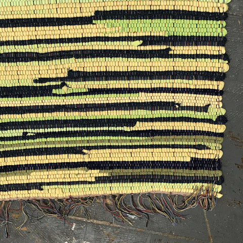 #49 Green Yellow Blue Rag Weaved Table Runner Rug by Dennis